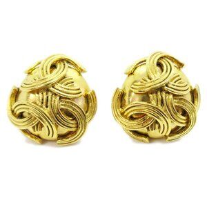 Chanel Triple CC Earrings Clip-On Gold